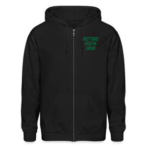 Retire Rich Club Zip Hoodie - black